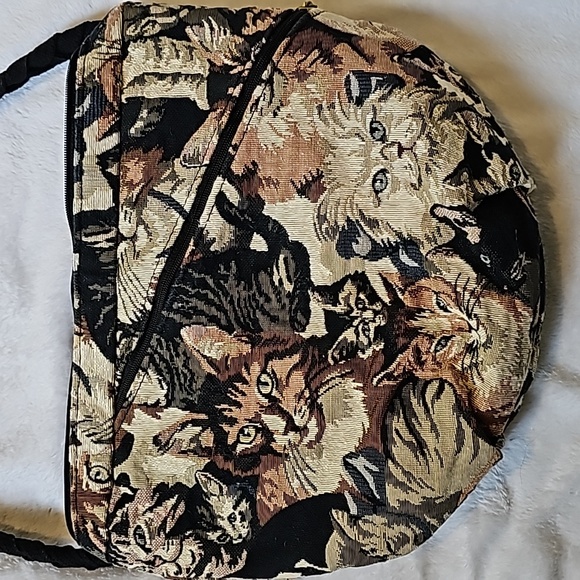 STUNNING VINTAGE CAT TAPESTRY SHOULDER BAG - Picture 3 of 13